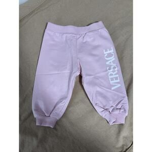 Versace Pants Baby Girls 9-12 Months Pink Made in Italy Logo Sweatpants Designer